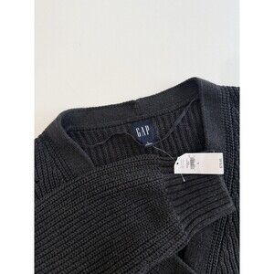 GAP Women's Sz L Button Front Shaker Relaxed Boyfriend Cardigan Sweater charcoal